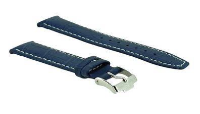 Jacques Lemans UEFA Uhrenarmband 20mm Leder blau Krokoprägung CL-101A