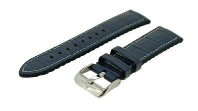 Jacques Lemans | Uhrenarmband Leder blau 22mm Krokoprägung 1-2091B