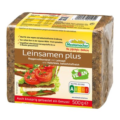 Mestemacher Leinsamen Plus Roggenvollkornbrot mit Haferkleie 500g