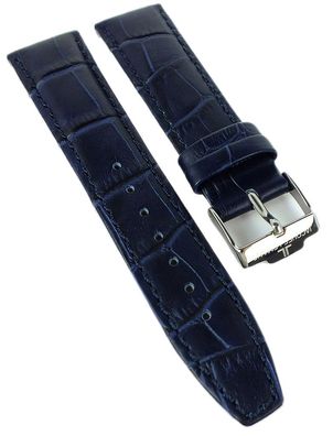 Jacques Lemans London Uhrenarmband 20mm Leder blau Krokoprägung 1-1936