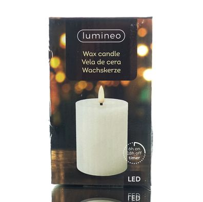 Lumineo LED Wachskerze White warmweiß Ø 7 cm Höhe 11,2 cm warmweiß Indoor