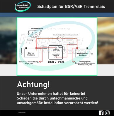 BSR Trennrelais Komplettset 6m ECu 20mm² inkl. 4-fach Sicherungshalter