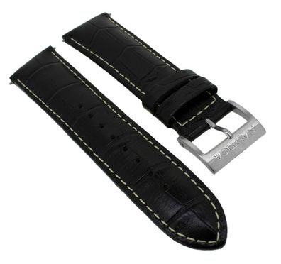 Nautica Herren Uhrenarmband 22mm Krokoprägung Leder schwarz A21518G