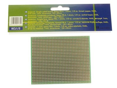 Eurocard, 100 x 80 mm, 1 Kontakt pro Insel, einseitig, Eurodin DIN41612 und DIN416