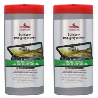 2x PACK Nigrin Scheibenreinigungs-Tücher Spender-Box Scheiben-Reiniger Tuch Glas