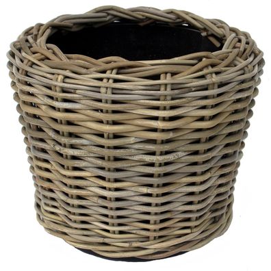 VAN DER LEEDEN DRYPOT® Rattan Pflanzkübel Grau Ø 34 cm - Sylter Körbe