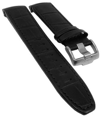 Jacques Lemans Uhrenarmband Leder Krokooptik schwarz 1-1809 1-1798