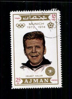 Helmut Haller Nationalspieler Deutschland Briefmarke Ajman 1972 + A 235651