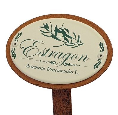 Kräuterschild Kräuterstecker Emaille, Estragon, Garten Stecker 30 cm