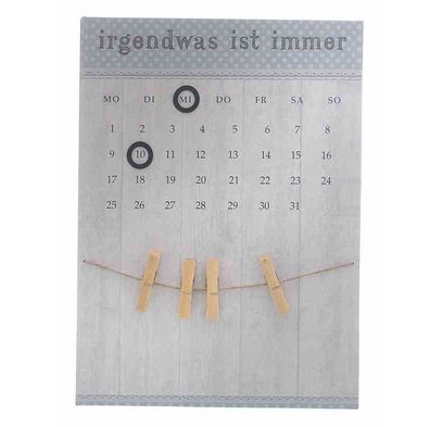 Blechschild, Magnetkalender, Memoboard, Irgendwas ist immer, Wandschild 40x30 cm