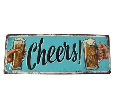 Blechschild, Reklameschild, Wandschild Cheers, Gastro Schild 15x40 cm