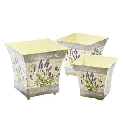 Pflanzentöpfe Set, Blumentopf Satz Lavendel, 3 Landhaus Pflanztöpfe