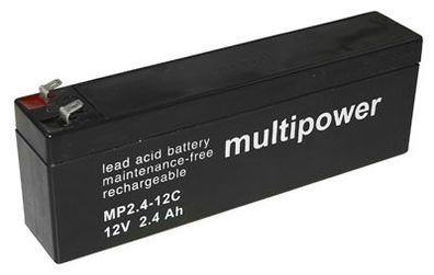 Multipower - MP2.4-12C - 12 Volt 2,4Ah Pb - Blei-Akku AGM, Zyklenfest, Faston 4,8 mm