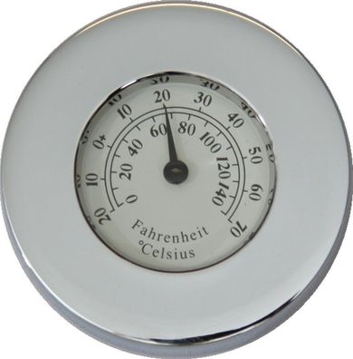 Maritimer Briefbeschwerer mit Thermometer, Messing verchromt, 5 cm