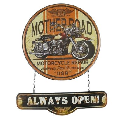 Blechschild, Reklameschild, Mother Road, Motorcycle Motorrad Wandschild 50x40 cm