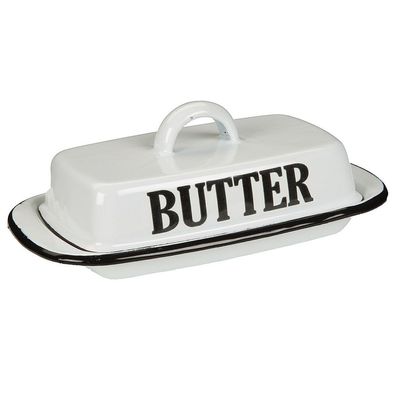Butterdose, Butterschale, Emaille Butterglocke im Landhaus Stil