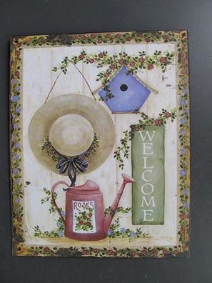 Blechschild, Reklameschild, Welcome, Garten Wandschild 25x20 cm