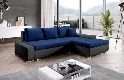 FURNIX Ecksofa Tedy Schlaffunktion Bettkasten Kissen Couch L-Form MA 1100 + MO 81