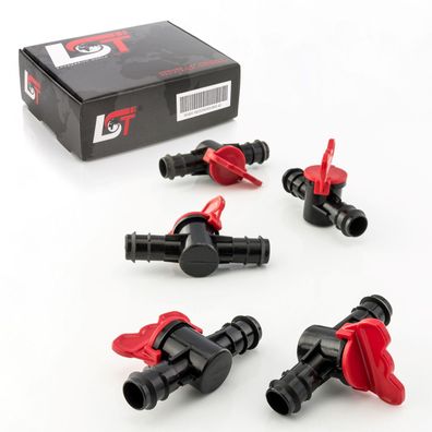 5x Absperrhahn Kugelhahn PE-Rohr Schlauch für Tropfanlage Bewässerung 20x20mm