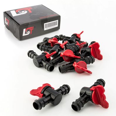 10x Absperrhahn Kugelhahn PE-Rohr Schlauch für Tropfanlage Bewässerung 20x20mm