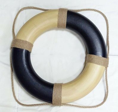 Rettungsring, Seenot Ring, Maritime Wanddekoration, Blau/Creme Ø 50 cm