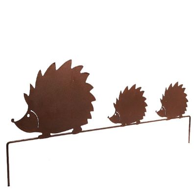 Garten Stecker Set 3 Igel, Garten Deko Igel Familie, Eisen Rost Finsh 75 cm