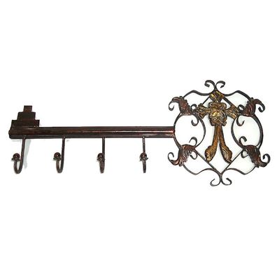 Hakenleiste, Garderobenhaken, Handtuchhalter "Schlüssel" aus Eisen 58 cm