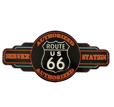 Blechschild, Reklameschild Route 66 Service Station Motorrad Wandschild 28x60 cm