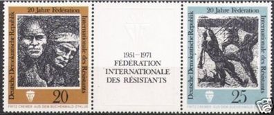 DDR Nr.1680/81 ZD * * Widerstandskämpfer (FIR) 1971, postfrisch