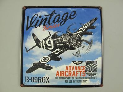 Blechschild, Reklameschild Vintage Advance Aircrafts B89 RGX Wandschild 30x30 cm