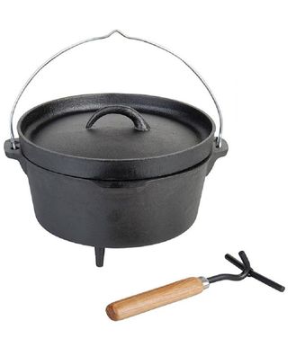 Holländischer Ofen, Dutch Oven, Koch-Kessel aus Gusseisen mit Deckelhaken