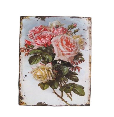 Blechschild, Reklameschild, Rosen, Blumen Wandschild 25x20 cm