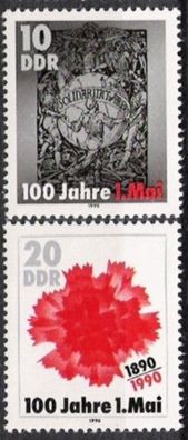 DDR Nr.3322/23 * * 1 Mai, Tag der Arbeit 1990, postfrisch