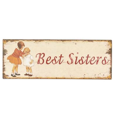 Blechschild, Reklameschild, Best Sisters, Kinderzimmer Wandschild 13x36 cm