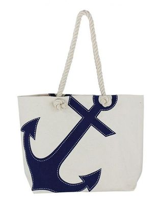 Shopping Tasche, Strand Tasche, Schultertasche mit blauem Anker Motiv