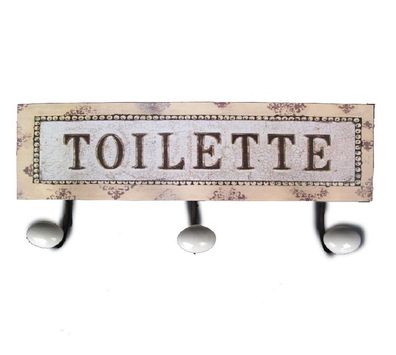 Hakenleiste, Wandhaken Leiste, Handtuchhalter, Haken mit Schild Toilette