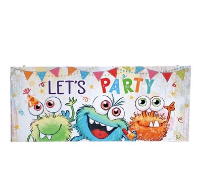 Blechschild, Wandschild, 'Let´s Party', Lustiges Landhaus Schild 13x31 cm