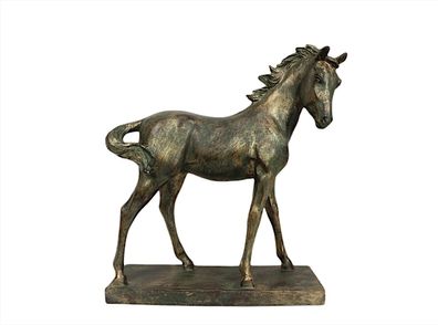 Pferd, Pferdeskulptur, Große Pferdefigur in Bronzeoptik, Resin 32 cm