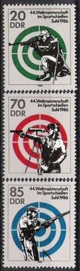 DDR Nr.3045/47 * * WM im Sportschießen 1986, postfrisch