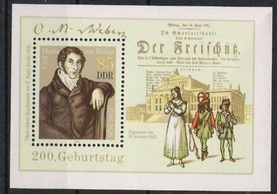 DDR Block Nr.86 * * Carl Maria von Weber 1986, postfrisch