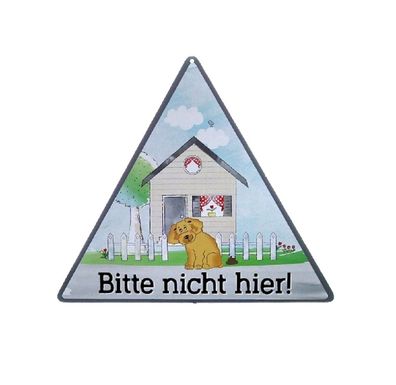 Blechschild 'Bitte nicht hier!', Hundekot Hinweis Schild mit Erdspieß 40x35 cm