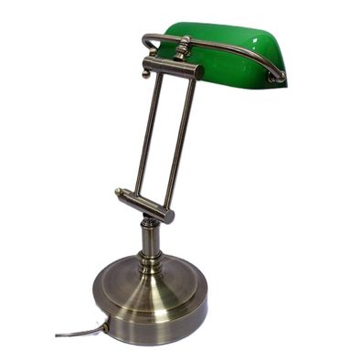 Bankerlampe, Art Deco Tischlampe, Altmessing Schreibtisch Lampe, Büro Leuchte