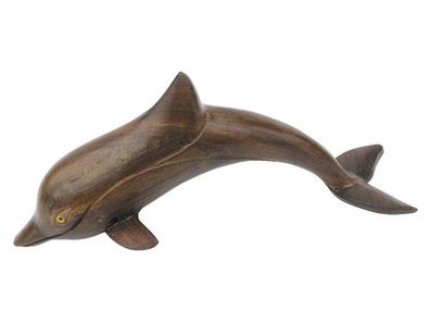 Maritime Dekofigur, Tierfigur Delfin aus edlem Sheesham Holz geschnitzt 20 cm