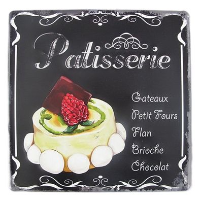 Blechschild, Reklameschild Patisserie, Cafehaus Wandschild mit Törtchen 30x30 cm