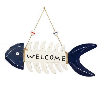 Grätenfisch "Welcome" maritime Wand Deko, Landhaus Schild, Meer, Strand, Urlaub