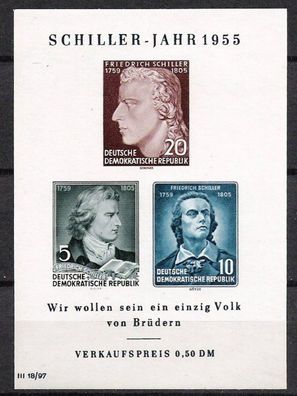 DDR Block Nr.12 * * Friedrich Schiller 1955, postfrisch