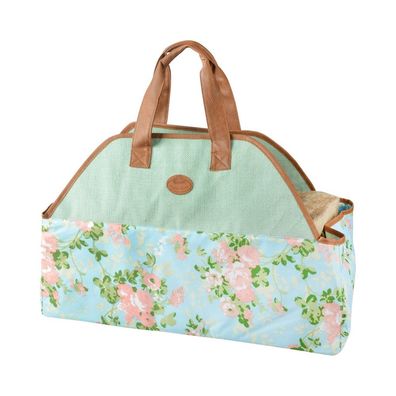 Kaminholz Tasche Rosen, Holztragetasche, Bunte Kaminholztasche aus Jute 60 cm