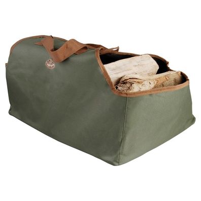 Kaminholz Tasche, Holztragetasche, Grüne Kaminholztasche aus Segeltuch 59 cm