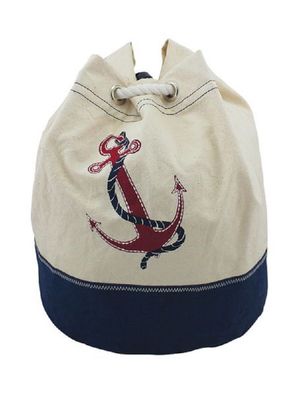 Rucksack, Seesack, Maritime Baumwoll Rückentüte mit Anker Motiv