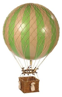 Modell Ballon Grün-Weiß, Großer Historischer Gasballon mit großer Gondel, 42 cm